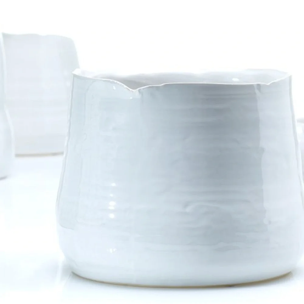 Modern organic White Ceramic Vase - Picture 1 of 8
